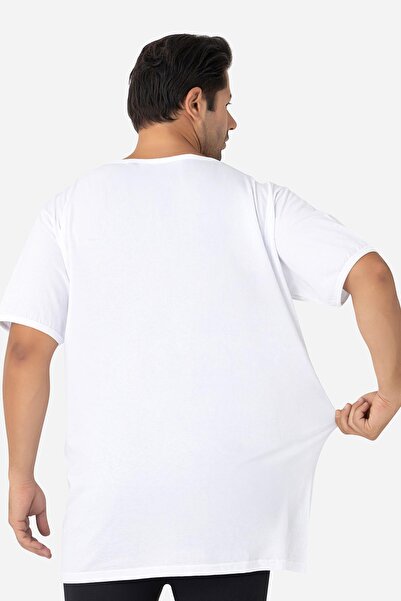 Arma Yıldız Ανδρικό λευκό μπλουζάκι μεγάλου μεγέθους, κοντό μανίκι με λαιμόκοψη, 100% βαμβάκι, χτενισμένο βαμβάκι