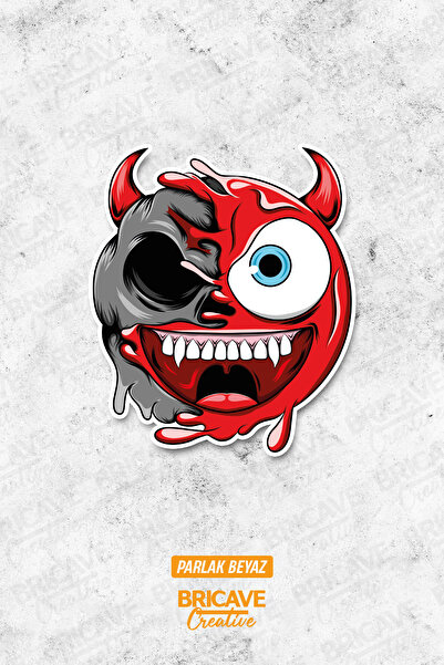 Bricave Şeytan Emoji Sticker Araba Motosiklet Kask Laptop Cam Etiket Sticker ...