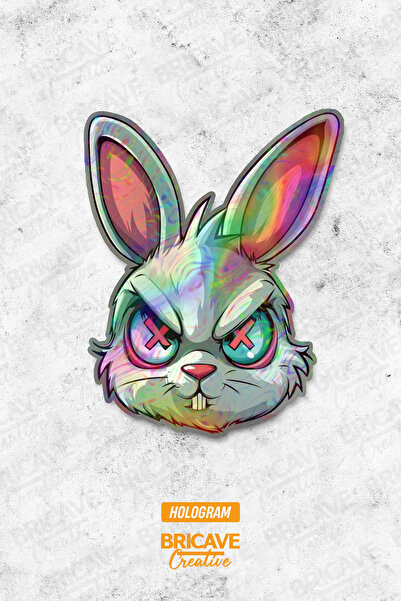 Bricave Sinirli Tavşan Araba Motosiklet Kask Laptop Cam Etiket Sticker 7,8x10...