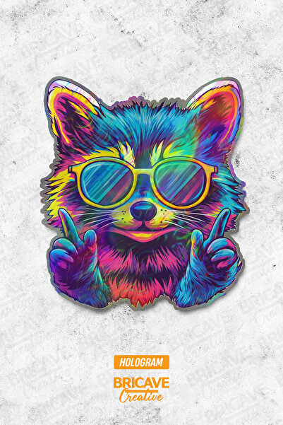 Bricave Cool Neon Köpek Sticker Araba Motosiklet Kask Laptop Cam Etiket Stick...