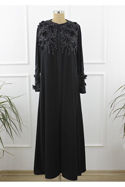 Modabanuda KARDELEN ABAYA TAŞLI SİYAH FERACE