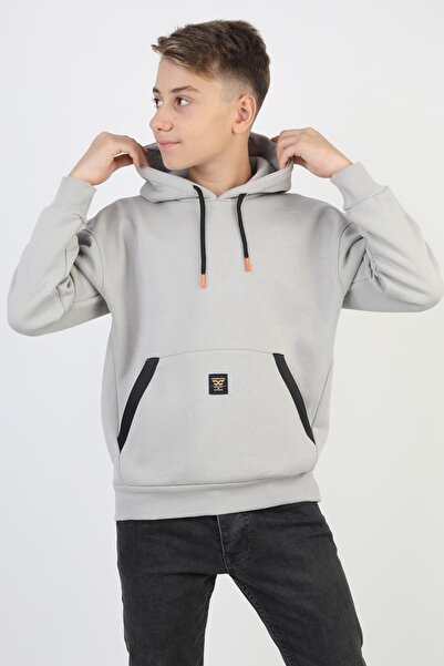 NEWKİDS Момчешка суитшърт с качулка, джоб тип кенгуру, подплатена с шерпа, 100% памук, 3-слойна