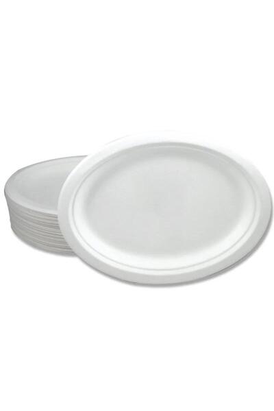 Roll-Up Nature Ekolojik Karton Kağıt Tek Kullanımlık Oval Tabak - 20x26 Cm. - 25 Adetlik 1 Paket