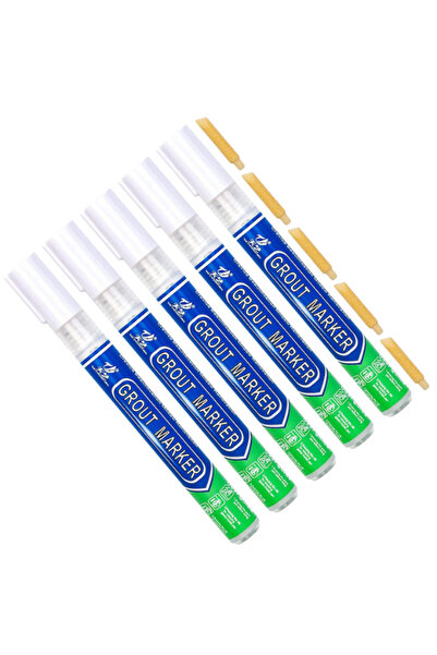 TrioStore Set of 5 Permanent Corrective Paste Markers for Covering Tile Joints, White, 15 ML
