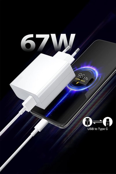 67 Watt Turbo Hızlı Şarj Xiaomi Redmi Samsung Uyumlu Turbo Hızlı Şarj Cihazı 67W Şarz Aleti