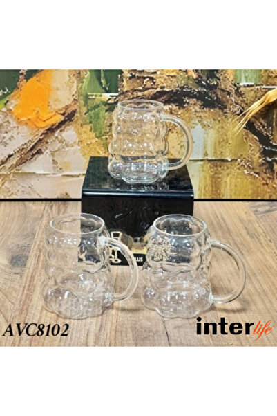 İnterlife 3 Grape Glasses with Handles, Coffee and Soft Drink Glasses, Beverage Presentation 350 ml