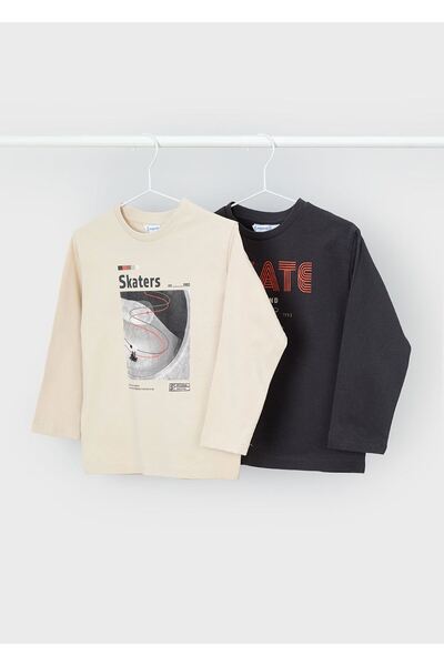 MAYORAL Erkek Çocuk 2 Li Uzun Kollu T-Shirt Set 4091 Krem