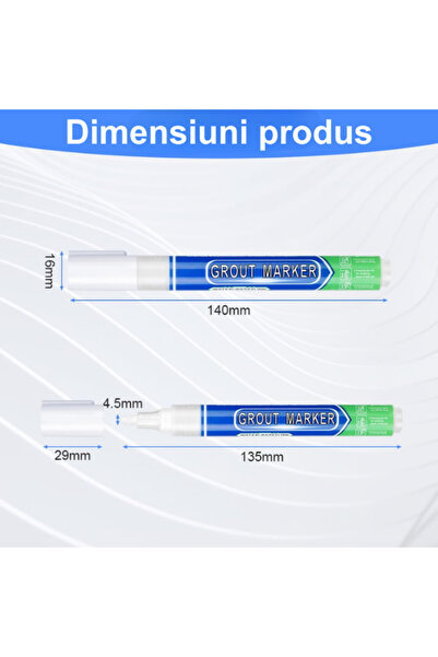 TrioStore Set of 8 Permanent Corrective Paste Markers for Covering Tile Joints, White, 15 ML