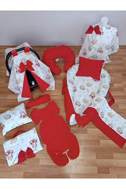 Ayıcıklı Düz Oval Yataklı 10 Parça Babynest Seti