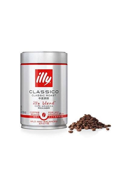 illy حبوب قهوة محمصة كلاسيكية 250 غ من قهوة أرابيكا مطحونة فاخرة ذات نكهة ورا...