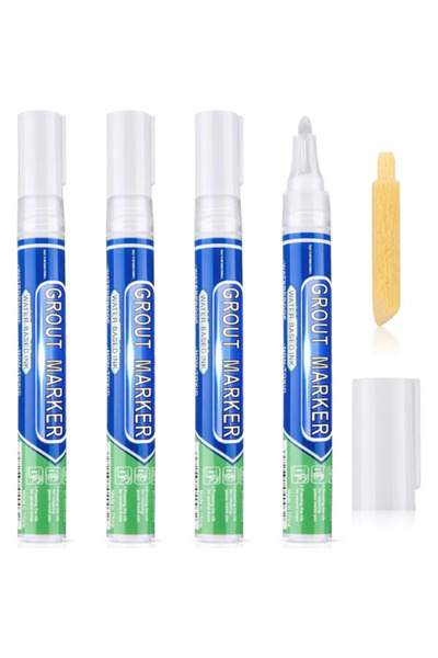 TrioStore Set of 4 Permanent Corrective Paste Markers for Covering Tile Joints, White, 15 ML