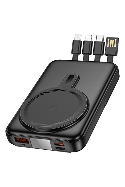 Hoco Baterie externă wireless Magentic 10000mAh 22.5W + PD20W, 4 cabluri de î...