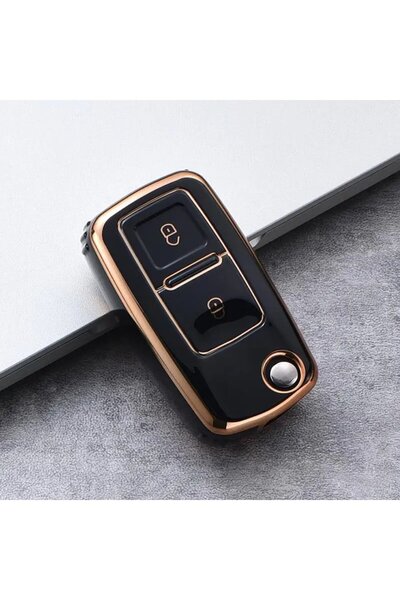 OEM Husa pentru cheie briceag 2 butoane negru MK4 Bora Golf 4 Jetta Passat Polo Bora Touran Skoda