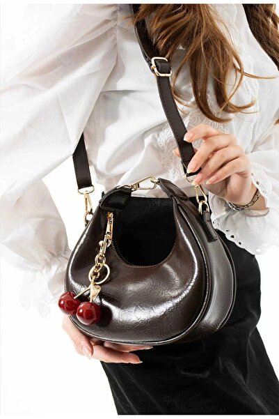 grand coco Kadın Sarı charm Kahverengi el ve omuz çantası