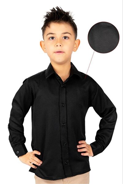 RAPAPA Boy's Long Sleeve Dobby Shirt 7973 Black