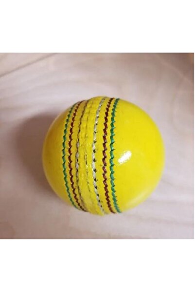 Doltri Indoor Leather Cricket Ball (Yellow) - Durable Practice Ball for Indoo...