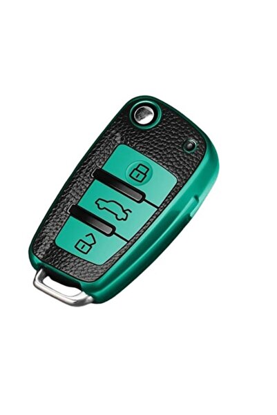 OEM Husă verde cu inserții din piele pentru cheie basculantă Audi