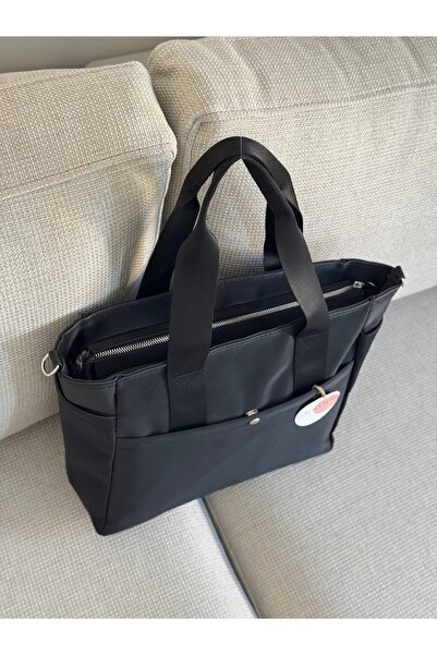 BAGLOVİS Collar Satin Fabric Black Women's Shoulder Bag En40 Size27