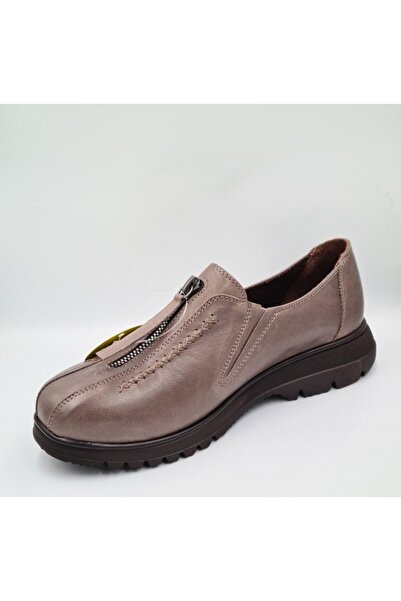 Mammamia D25Ka-845 Mink Color Faber Genuine Leather Anatomical Insole Women's Daily Casual Shoes