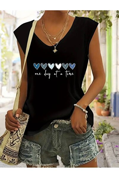Deocept Blue Hearts Women's Oversize Sleeveless T-Shirt