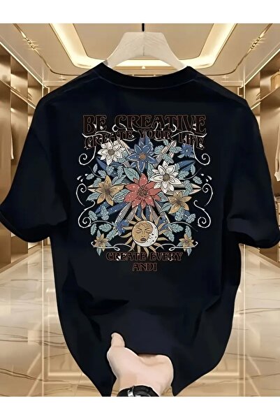 Deocept BE CREATIVĂ TRICOU OVERSIZE CU PRINT ÎN FORMĂ DE SOARE