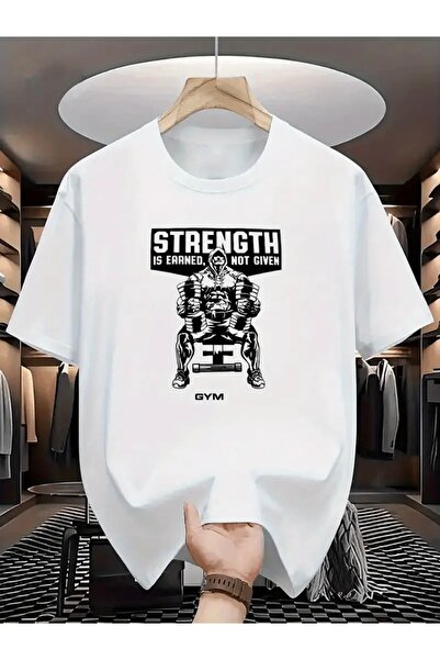 Deocept TRICOU OVERSIZE CU GULER ROTUND CU IMPRIMEU STRENGTH