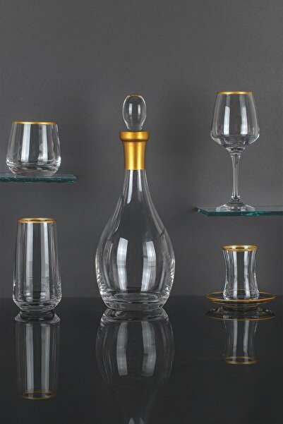 sudeka 61 Parça 12 Kişilik Royal Touch Gold Bardak-Meşrubat-Su Takımı