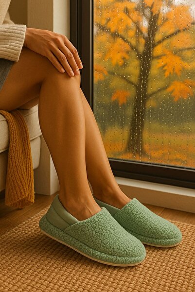 Coloritex Kadın Lastikli Kaymaz Taban Peluş Ev Botu Panduf