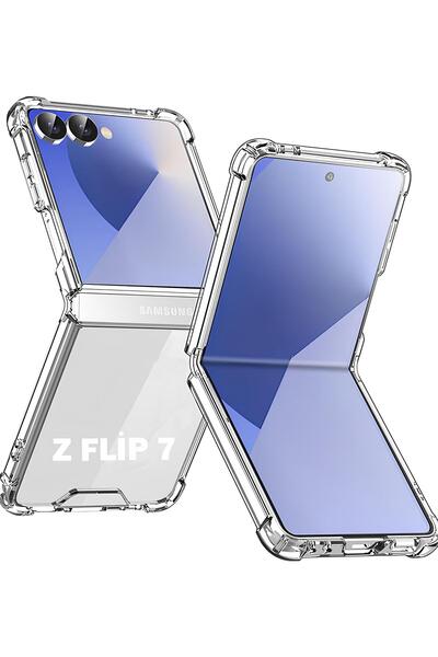 Nezih Case Galaxy Z Flip 7 Uyumlu Köşe Korumalı Darbelere Dayanıklı Antishock Airbag Şeffaf Sert Kapak