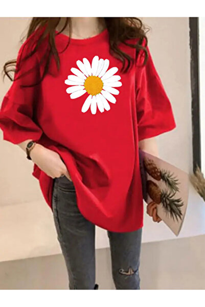 Deocept Oversize T-Shirt with Daisy Print