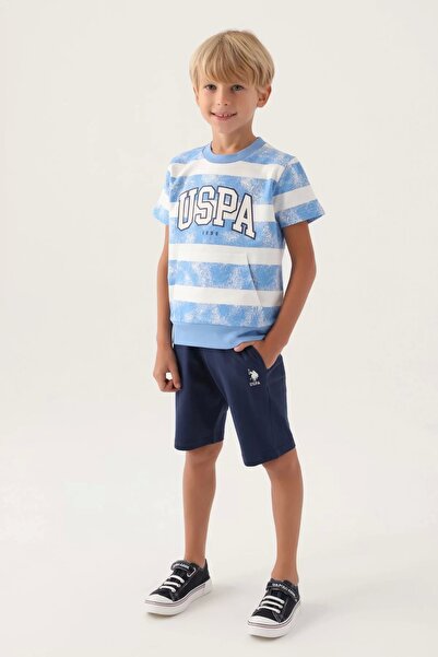 U.S. Polo Assn. بدلة بيرمود للأولاد - إنديجو