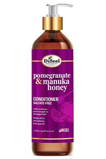 Difeel بلسم للشعر بالرمان وعسل مانوكا خالي من الكبريتات، 1 لتر