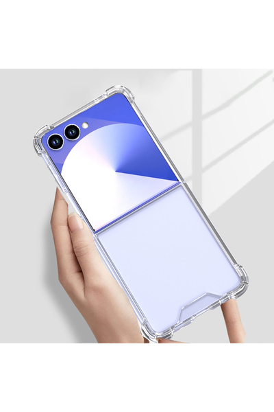 Nezih Case Galaxy Z Flip 7 Uyumlu Köşe Korumalı Darbelere Dayanıklı Antishock Airbag Şeffaf Sert Kapak