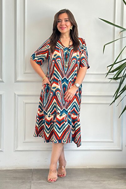 yb yağmur butik Κοντομάνικο φόρεμα από βισκόζη με βολάν στο τελείωμα της φούσ...