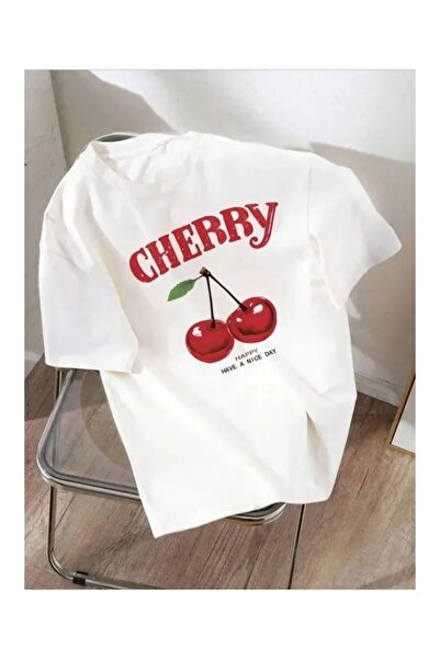 Deocept تي شيرت برقبة دائرية للنساء للجنسين مطبوع عليه الكرز