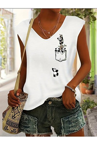 Deocept МІНІ ПАНДА З ПРИНТОМ ЖІНОЧИЙ БЕЗРУКАВНИЙ Т-ШІТ