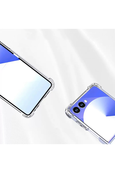 Nezih Case Galaxy Z Flip 7 Uyumlu Köşe Korumalı Darbelere Dayanıklı Antishock Airbag Şeffaf Sert Kapak