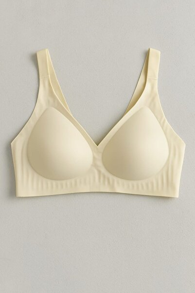 enmodaiçgiyim Ecru Laser Cut Unlined Unlined Seamless Luxury Women's Bra - Non-Marking and Comfortable