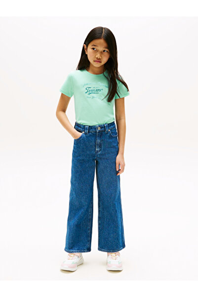 Tommy Hilfiger Boys Menthol Tommy Script Slim Fit Short Sleeve T-Shirt