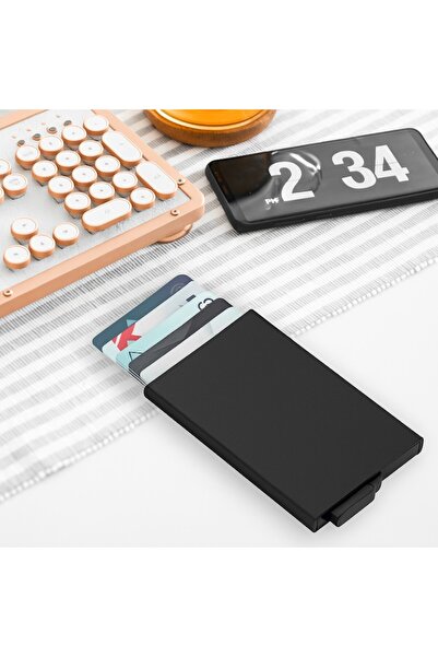 OEM Slim Metal Wallet, Capacity for 8 Cards, Black