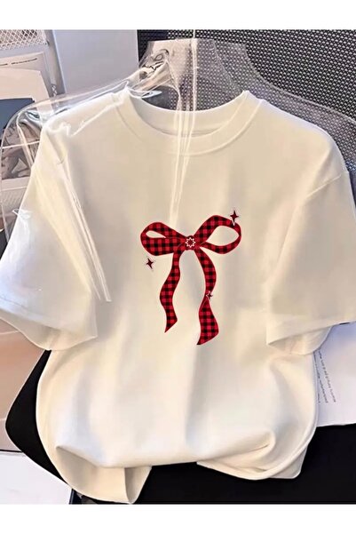 Deocept تي شيرت مطبوع بشريط منقوش للجنسين للنساء/الرجال برقبة دائرية كبيرة الحجم