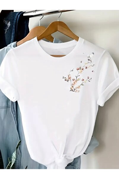 Deocept تي شيرت برقبة دائرية كبيرة الحجم مطبوع عليه زهرة دالي