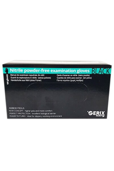 SERIX Cutie 100x Manusi Nitril, Serix, Medicale, de Unica Folosinta, Texturate, Nepudrate, Negre, Marimea