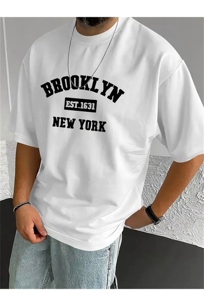 Deocept تي شيرت برقبة دائرية مطبوع عليه BROOKLYN NEW YORK