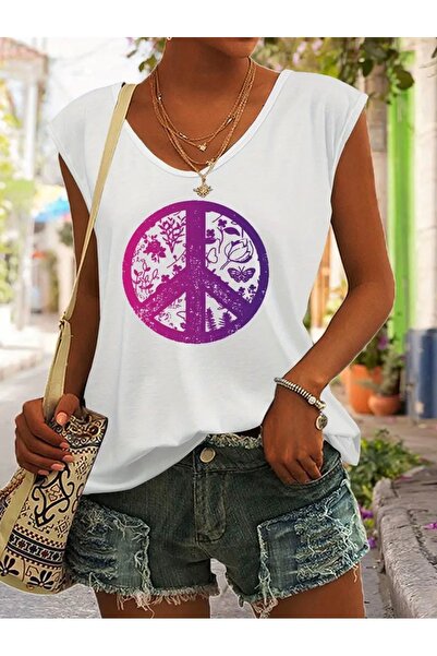 Deocept PEACE PRINTED ΓΥΝΑΙΚΕΙΟ ΑΜΠΡΑΦΤΟΝΤΑ ΑΜΠΡΑΦΤΟΝΤΑ ΜΠΛΟΥΖΑ