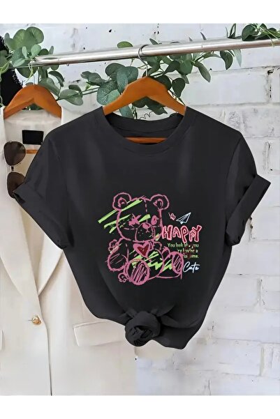 mercoledi TRICOU OVERSIZE CU GULER ROTUND IMPRIMAT HAPPY BEAR