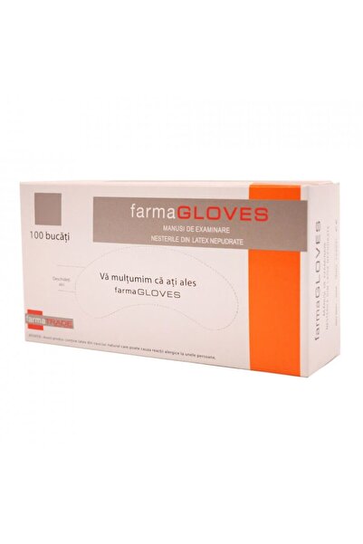 FARMAGLOVES Cutie cu 100 de mănuși din latex, mănuși Farma, de unică folosință, texturate, fără pudră, albe, mărimea L