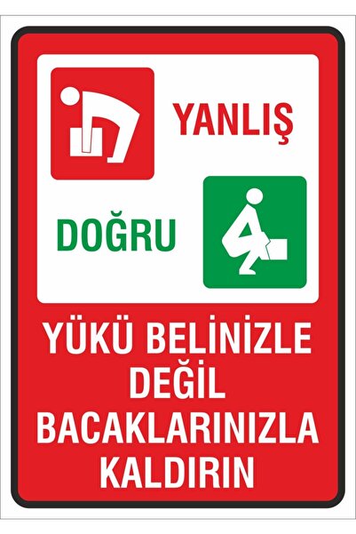 ünalgrup لا ترفع الحمولة بالخصر، ارفعها بالقدمين. لافتة تحذيرية 25*35 سم