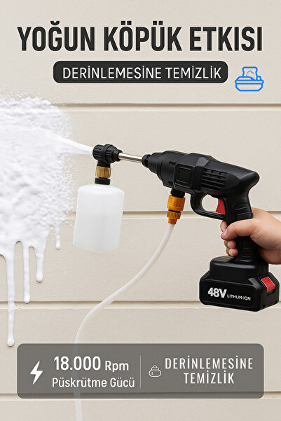 KETENOFFİCİAL Şarjlı Ve Basınçlı Oto Yıkama Ve Sulama Tabancası 48V Güçlü Batarya
