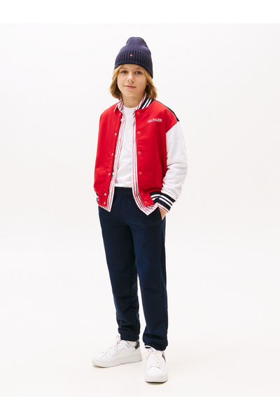 Tommy Hilfiger Kids Dark Night Navy Flag Embroidery Cuffed Joggers